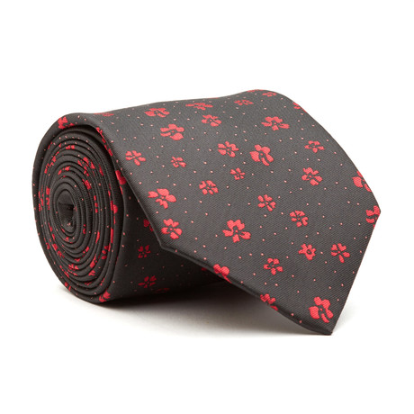 Hand Made Tie // Black + Red Floral