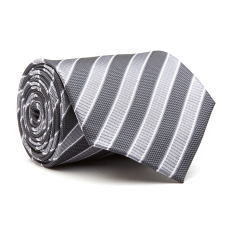 Hand Made Tie // Silver + Black Stripe