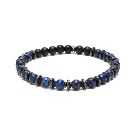 Record Vinyl Sequence Bracelet // Blue Lapis + Gunmetal