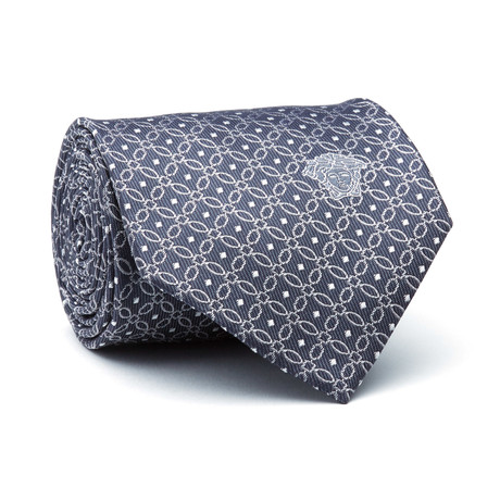 Multi-Square Tie // Navy Blue + Grey