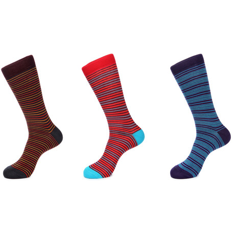 Bold Stripe Mid-Calf Sock // Pack of 3