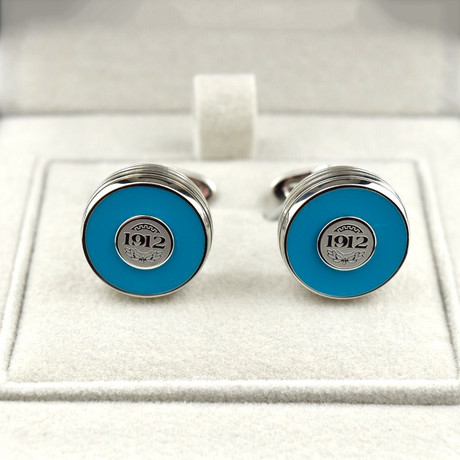 Montegrappa Piacere Cufflinks // Stainless Steel // Cyan