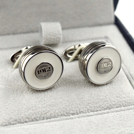 Montegrappa Piacere Cufflinks // Stainless Steel // White