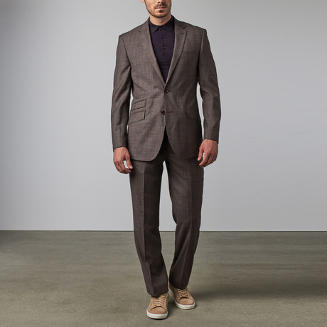 Gingham Plaid Notch Lapel Suit // Grey