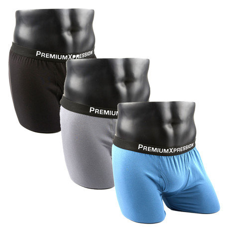 PX Clothing // Trunk Underwear // Black + Charcoal + Lake Blue // Pack of 3
