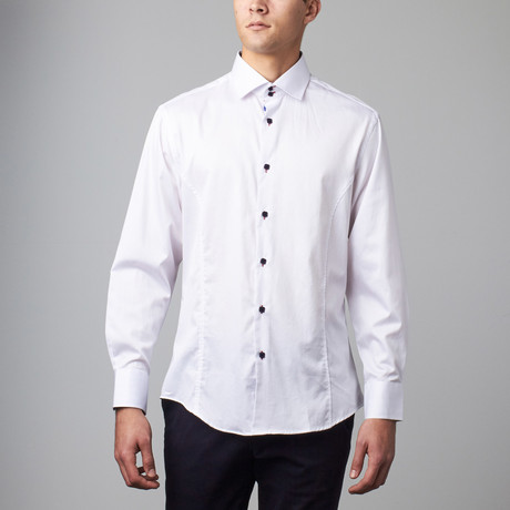 Long Sleeve Button Down Sateen Shirt // White