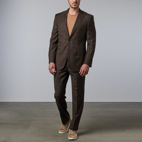 Plaid Peak Lapel Suit // Brown