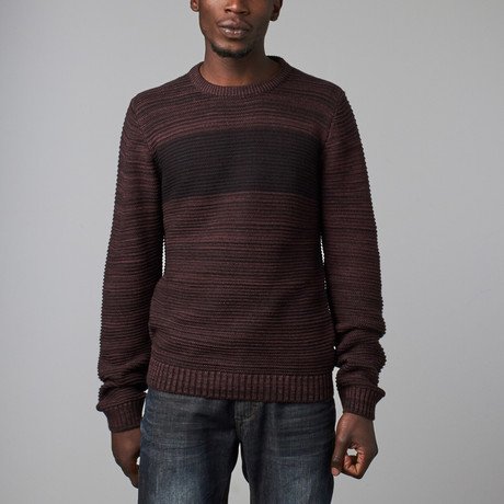 Marled Stripe Textured Sweater // Burgundy