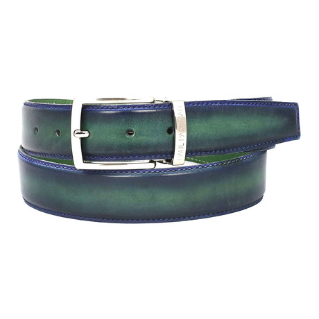 Dual Tone Leather Belt // Blue + Green