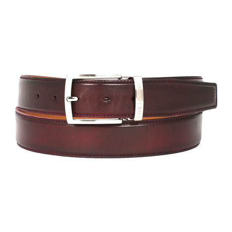 Hand-Painted Leather Belt // Dark Bordeaux