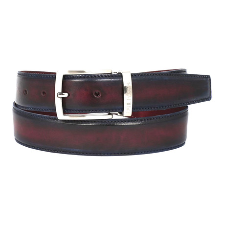 Dual Tone Leather Belt // Navy + Bordeaux