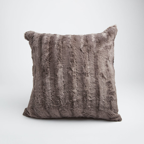 Chinchilla Stripe Cuddle Fur Pillow // Charcoal