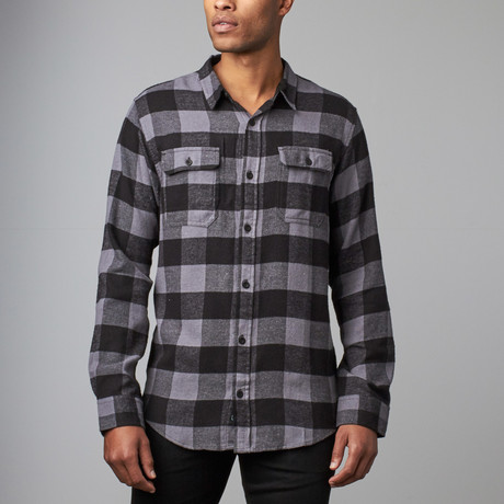 Long-Sleeve Plaid Flannel Shirt // Charcoal