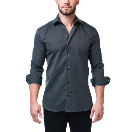 Luxor Getzner Dress Shirt // Black + Turquoise
