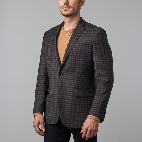 Wool Sport Coat // Charcoal + Navy + Brown Check