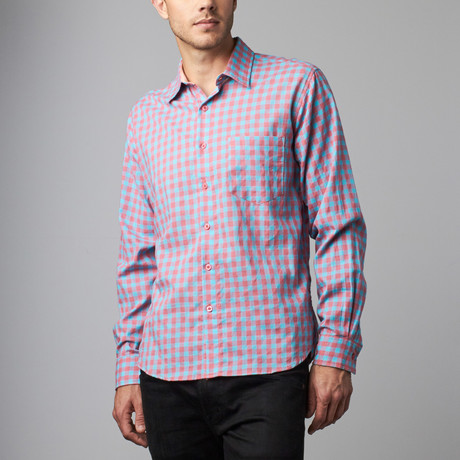 Howard Gingham Button-Up // Pink + Turquoise