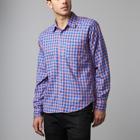 Howard Gingham Button-Up // Blue + Coral