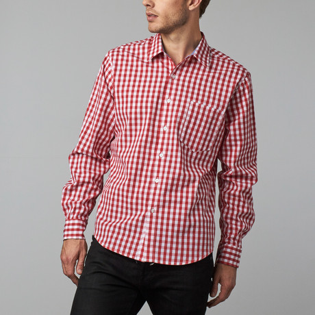 Howard Gingham Button-Up // Red + White