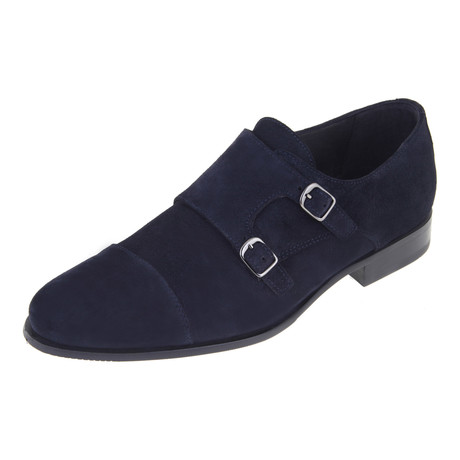 Suede Double-Monk Strap // Navy