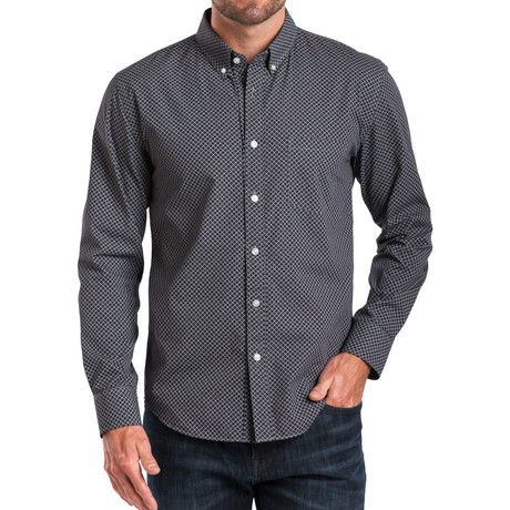 Dylan Button Down Shirt // Black Geometric Pattern
