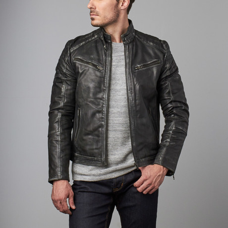 Roswell Stitched Shoulder Zip Jacket // Grey Ruboff