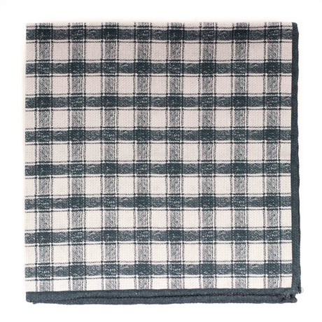 Reversable Dot-Plaid Pocket Square // Green + Tan