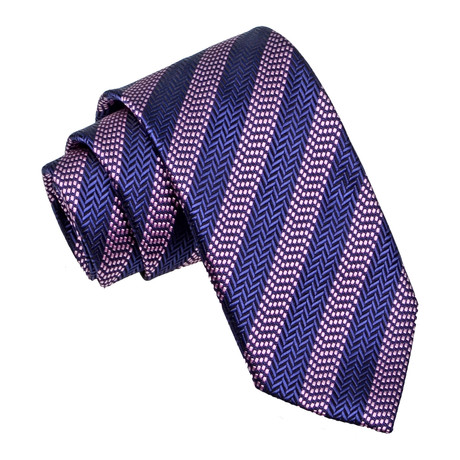 Patterned Stripes Tie // Blue + White