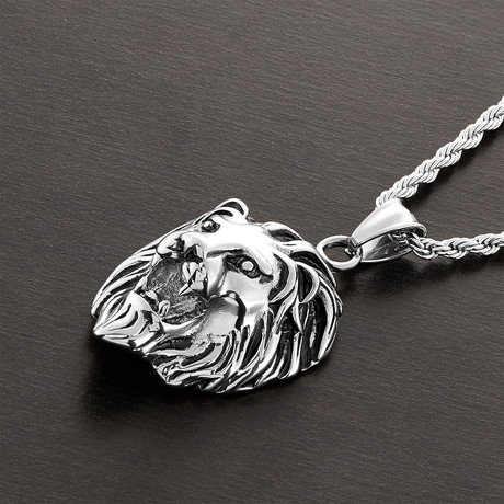 Lion Head Pendant // Stainless Steel