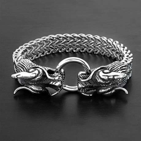 Dragons Double Strand Franco Chain Bracelet // Polished Stainless Steel