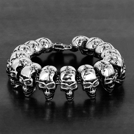 Skull Link Bracelet // Polished Stainless Steel