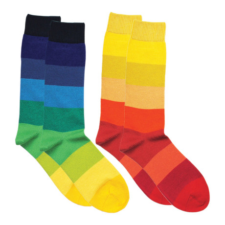 Block Stripe Socks // Multi // Set of 2