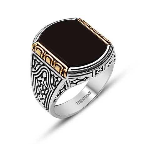 Stone Ring // Onyx + Gold + Silver