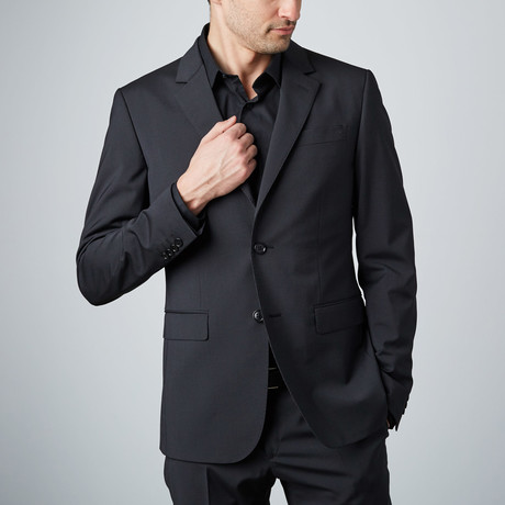 Narrow Pinstripe 2-Button Wool Suit // Black