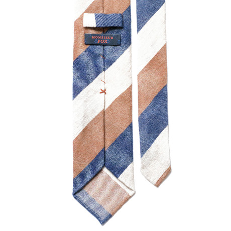 Cashmere Block Stripe Tie // Blue, Brown + Cream