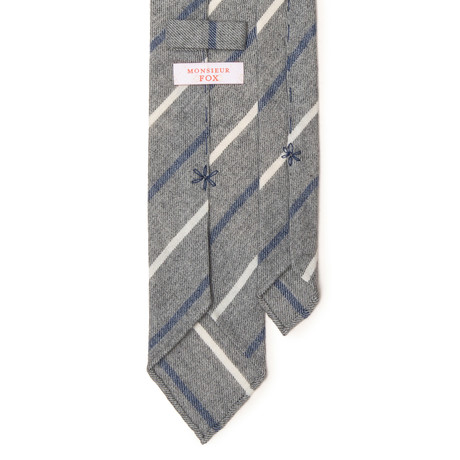 Striped Cashmere Tie // White + Blue +  Light Grey