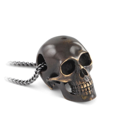 Black Human Skull Necklace