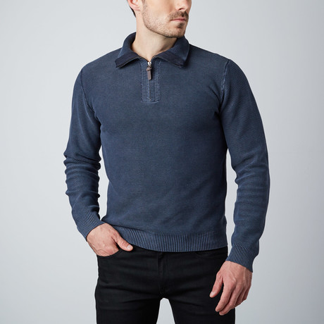 Long-Sleeve 1/4 Zip Sweater // Navy