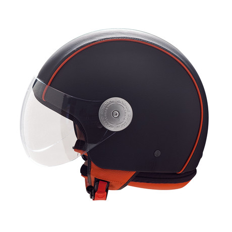 Black + Orange Leather Helmet