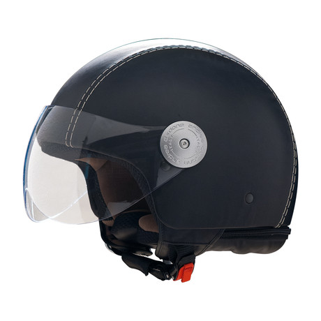 Vintage Black Leather Helmet // With Visor