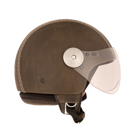 Vintage Green Leather Helmet