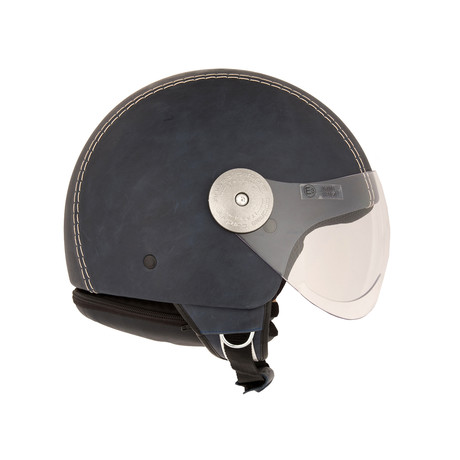 Vintage Ocean Blue Leather Helmet