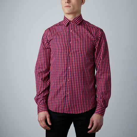 Tory Check Button-Up // Pink + Navy