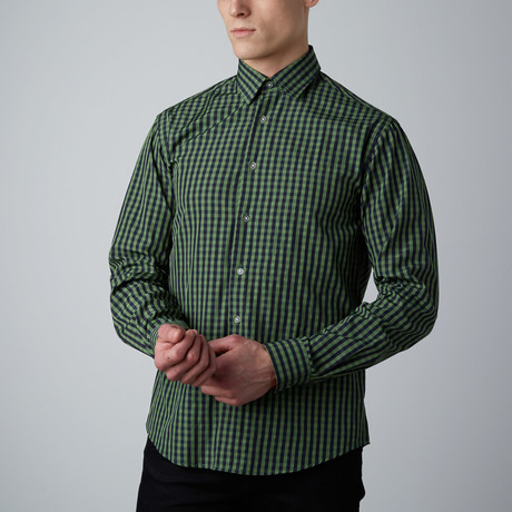 Tory Check Button-Up // Green + Navy
