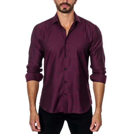 Patterned Long-Sleeve Button-Up // Maroon