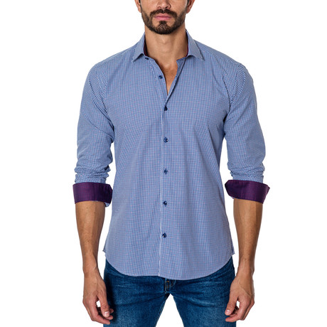 Gingham Long-Sleeve Button-Up // Blue