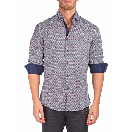 Long-Sleeve Button-Up Pill Shirt // Navy