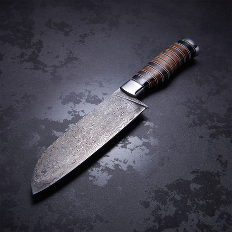 Buffalo Horn + Black Walnut Santoku Chef Knife