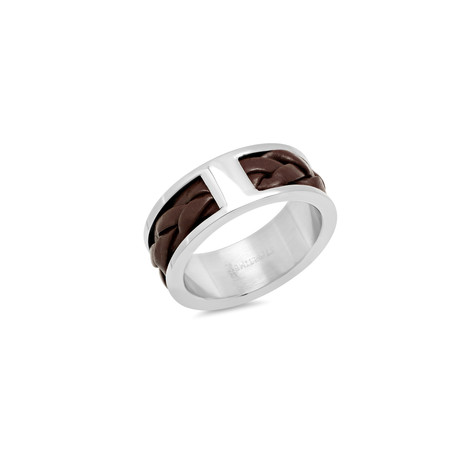 Leather Inlay Ring // Brown