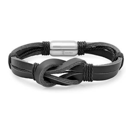 Knotted Leather Bracelet // Black