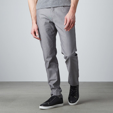 Alpha 5-Pocket Textured Straight-Slim Pants  // Light Grey